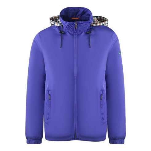 Aquascutum Plain Royal Blue Hide Hood Lightweight Jacket - Style Centre Wholesale