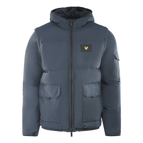 Lyle Scott 2 In 1 Ripstop Navy Blue Puffer Jacket