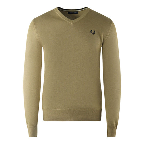Fred Perry Warm Stone Beige V Neck Jumper