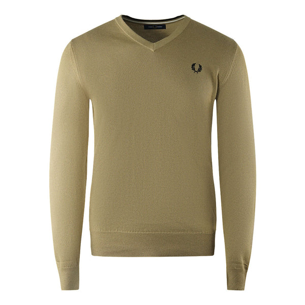 Fred Perry Classic V Neck Light Brown Jumper