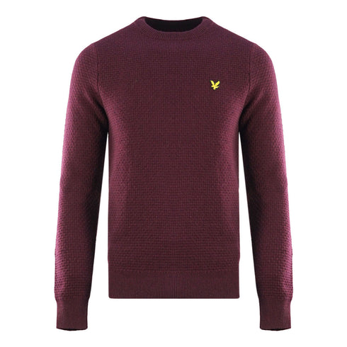 Lyle Scott Basket Weave Knitted Burgundy Sweater