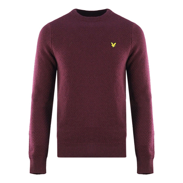 Lyle Scott Basket Weave Knitted Burgundy Sweater
