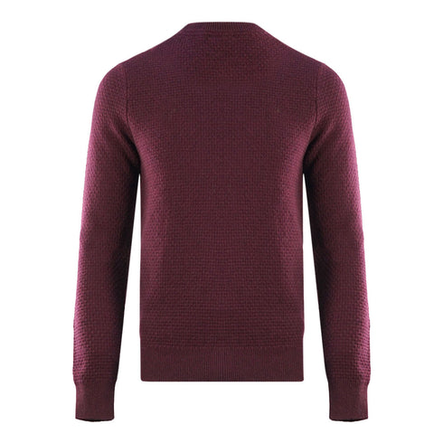 Lyle Scott Basket Weave Knitted Burgundy Sweater