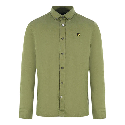 Lyle Scott Green Long Sleeved Cotton Linen Shirt