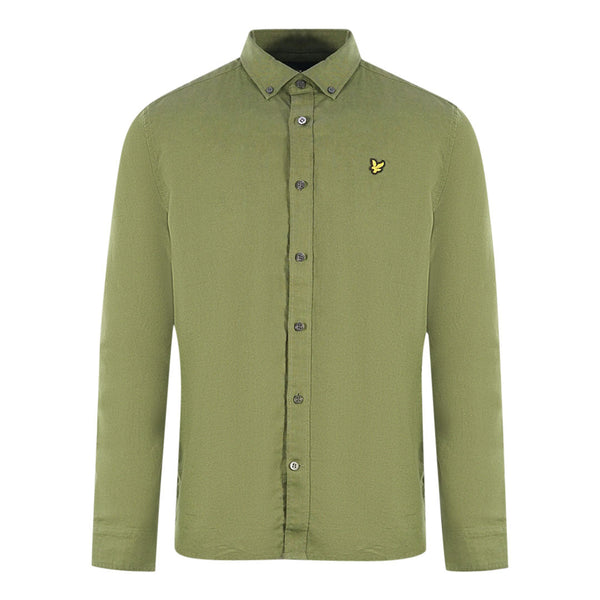 Lyle Scott Green Long Sleeved Cotton Linen Shirt