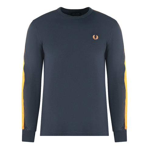 Fred Perry Botanical Dye Long Sleeve Navy Blue T Shirt