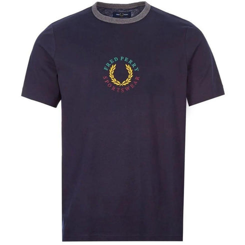 Fred Perry M8533 608 Sportswear Logo Navy Blue T Shirt