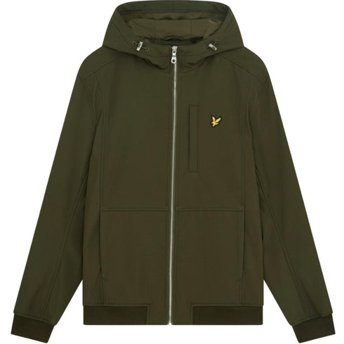Lyle Scott Branded Logo Olive Hooded Softshell Jacket