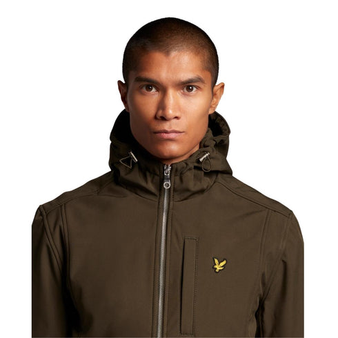 Lyle Scott Branded Logo Olive Hooded Softshell Jacket