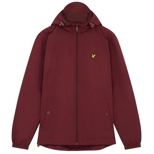 Lyle Scott Branded Burgundy Hooded Short Lightweight Jacket