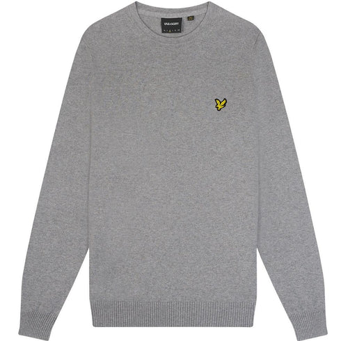 Lyle Scott Cotton Merino Mid Grey Marl Pull Over Jumper