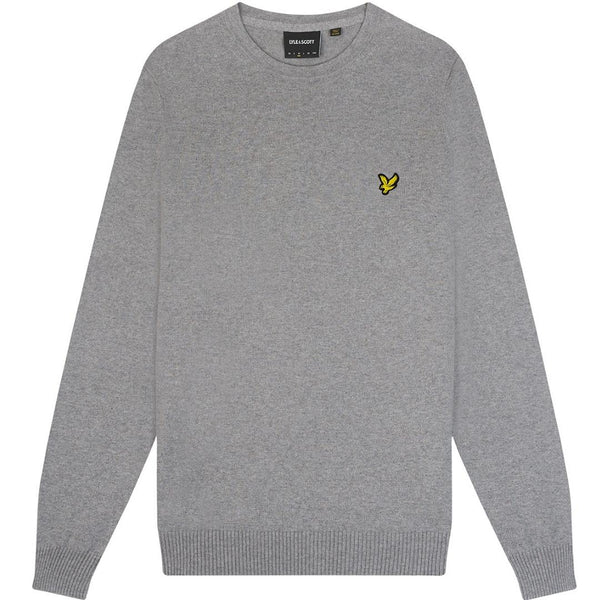 Lyle Scott Cotton Merino Mid Grey Marl Pull Over Jumper