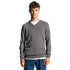 Lyle Scott Cotton Merino Mid Grey Marl V Neck Jumper