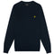 Lyle Scott Cotton Merino Dark Navy V Neck Jumper
