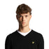 Lyle Scott Cotton Merino Jet Black V Neck Jumper