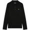 Lyle Scott Branded Chest Logo Jet Black Long Sleeve Polo Shirt - Style Centre Wholesale