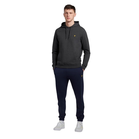 Lyle Scott Branded Charcoal Marl Pull Over Hoodie