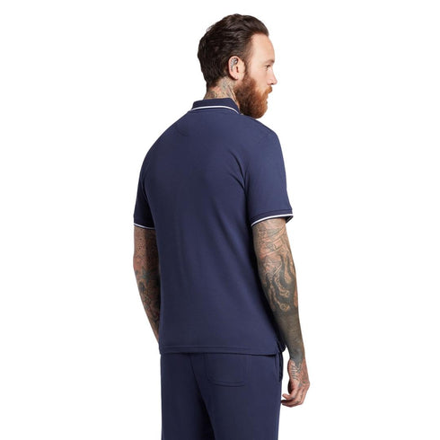 Lyle Scott Tipped Collar Dark Blue Polo Shirt