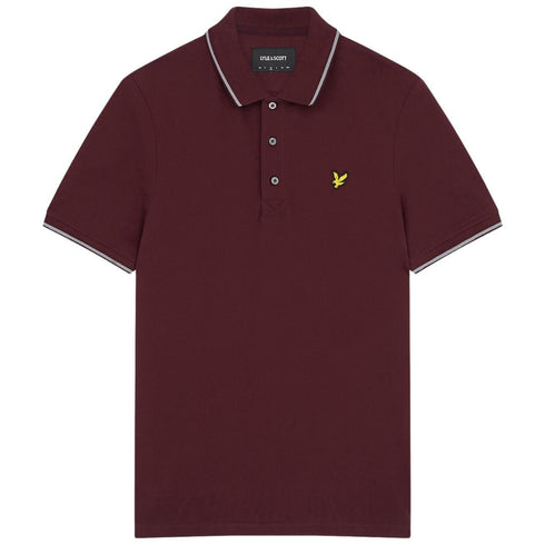 Lyle Scott Tipped Collar Burgundy Polo Shirt