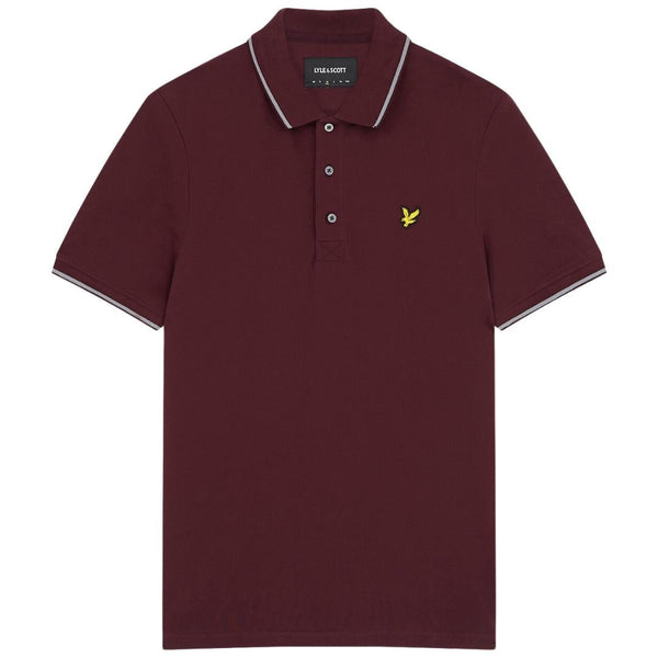 Lyle Scott Tipped Collar Burgundy Polo Shirt