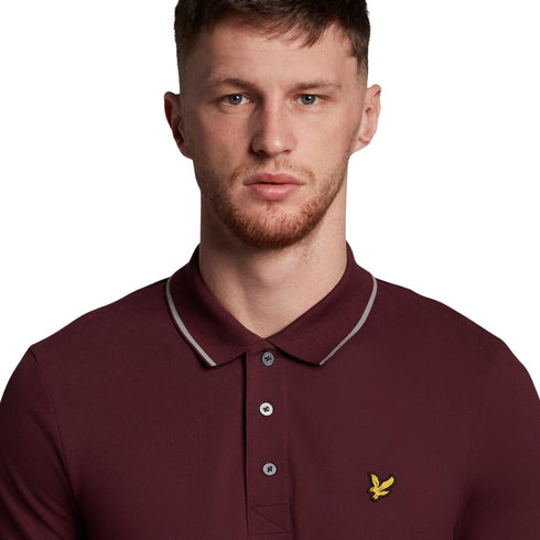Lyle Scott Tipped Collar Burgundy Polo Shirt