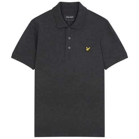 Lyle Scott Branded Chest Logo Charcoal Marl Polo Shirt