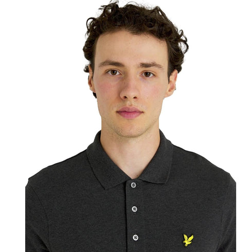 Lyle Scott Branded Chest Logo Charcoal Marl Polo Shirt