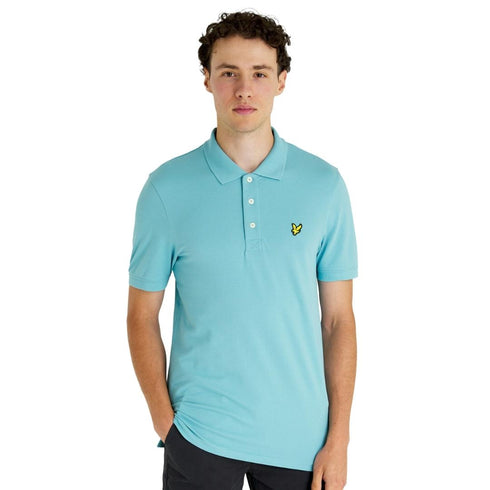 Lyle Scott Branded Chest Logo Alpine Sky Polo Shirt