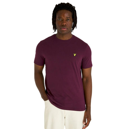 Lyle Scott Branded Chest Logo Burgundy T Shirt
