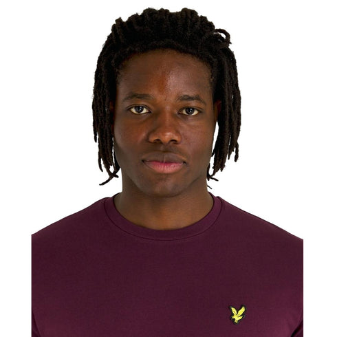 Lyle Scott Branded Chest Logo Burgundy T Shirt