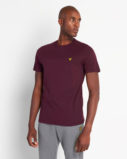 Lyle Scott Branded Chest Logo Burgundy T Shirt