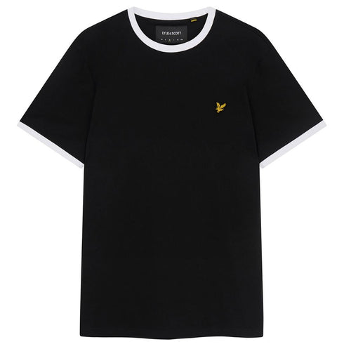 Lyle Scott Branded Black Ringer T Shirt