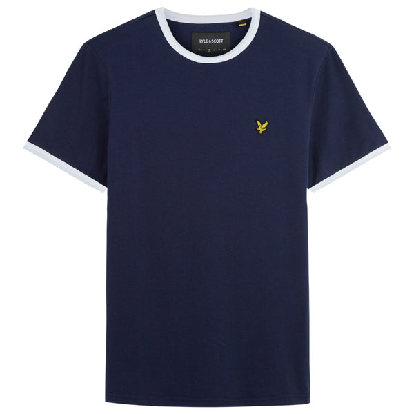 Lyle Scott Branded Navy Ringer T Shirt