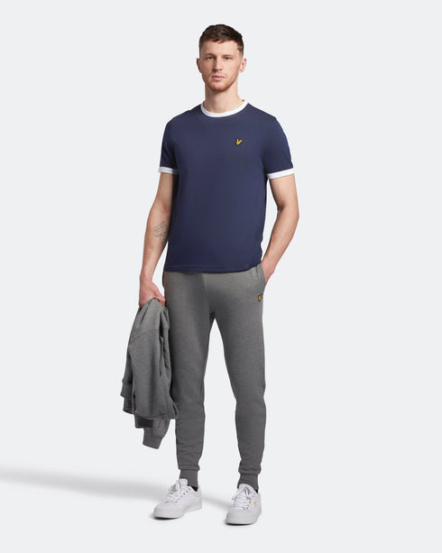 Lyle Scott Branded Navy Ringer T Shirt