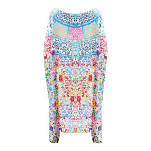 Inoa Martinique 12004 Multi Coloured Floral Short Box Kaftan Cover Up