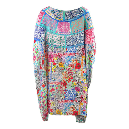 Inoa Martinique 12004 Blue Floral Short Kaftan Cover Up Martinique 12004 Short Kaftan