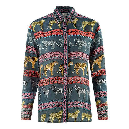 Inoa Masari Mara 1202110 Grey Long Sleeve Blouse Silk Shirt