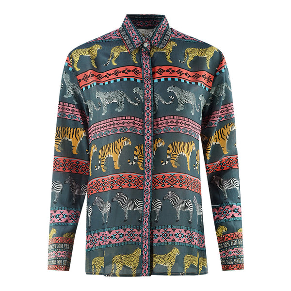 Inoa Masari Mara 1202110 Grey Long Sleeve Blouse Silk Shirt