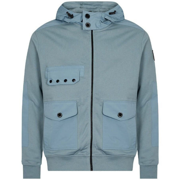 Belstaff Patch Logo Artic Blue Zip Up Hoodie