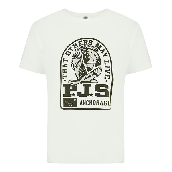 Parajumpers Nate Tee Printed Logo White T Shirt