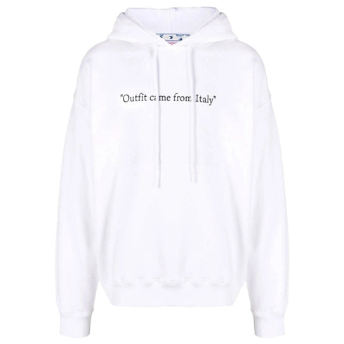 Off White From Italy Design White Skate Fit Hoodie
