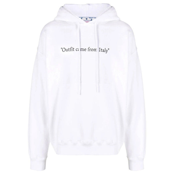 Off White From Italy Design White Skate Fit Hoodie