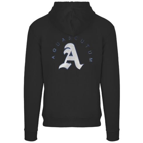 Aquascutum Monotone Aldis Emblem Logo Black Hoodie