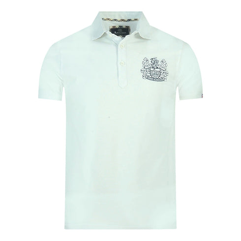 Aquascutum Aldis Crest Chest Logo White Polo Shirt