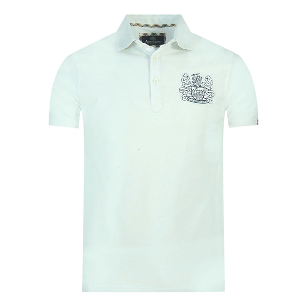 Aquascutum Aldis Crest Chest Logo White Polo Shirt