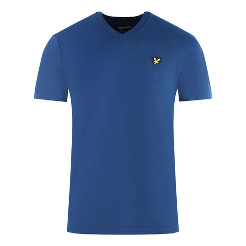 Lyle Scott Brand Logo Blue V Neck T Shirt