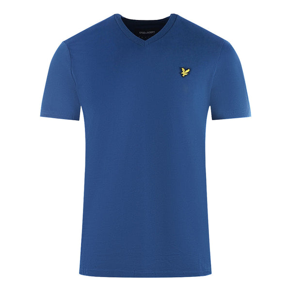 Lyle and Scott Brand Logo Blue V-Neck T-Shirt TS1484V W106