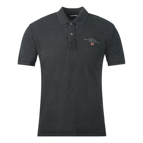 Napapijri Elbas 4 Logo Black Polo Shirt - Nova Clothing