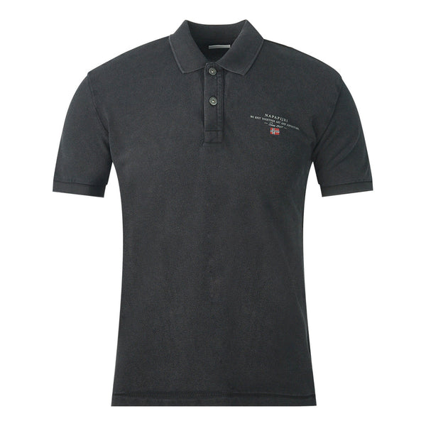 Napapijri Elbas 4 Logo Black Polo Shirt - Nova Clothing