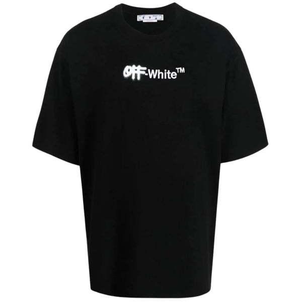 Off White Spray Helvetica Logo Oversized Fit Black T Shirt